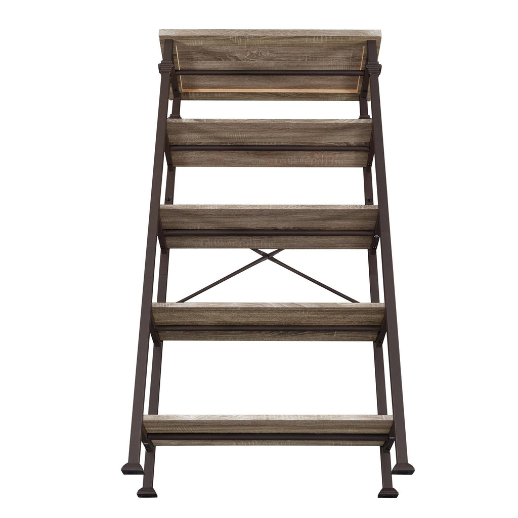 5-Tier Grey Oak Metal Bookshelf T579704