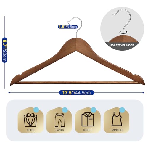 30-Pack Wooden Clothes Hangers with Rotatable Hook H177762