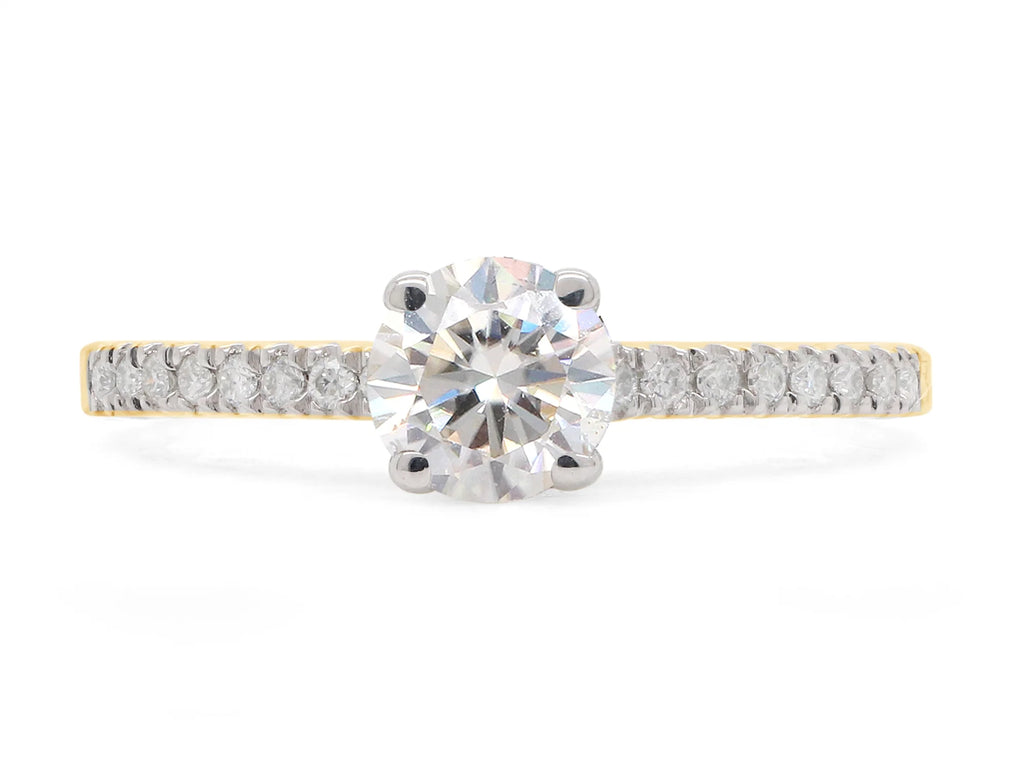14K Solid Yellow Gold Solitaire Engagement Ring with 1/2 ct. t.w Round Cut Lab Created Moissanite C2117