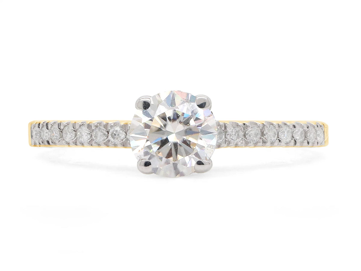 14K Solid Yellow Gold Solitaire Engagement Ring with 1/2 ct. t.w Round Cut Lab Created Moissanite C2117