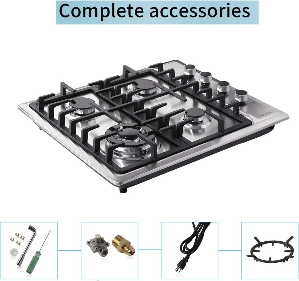 24 Inch 4 Burners Built-in Stainless Steel Gas Cooktop D664