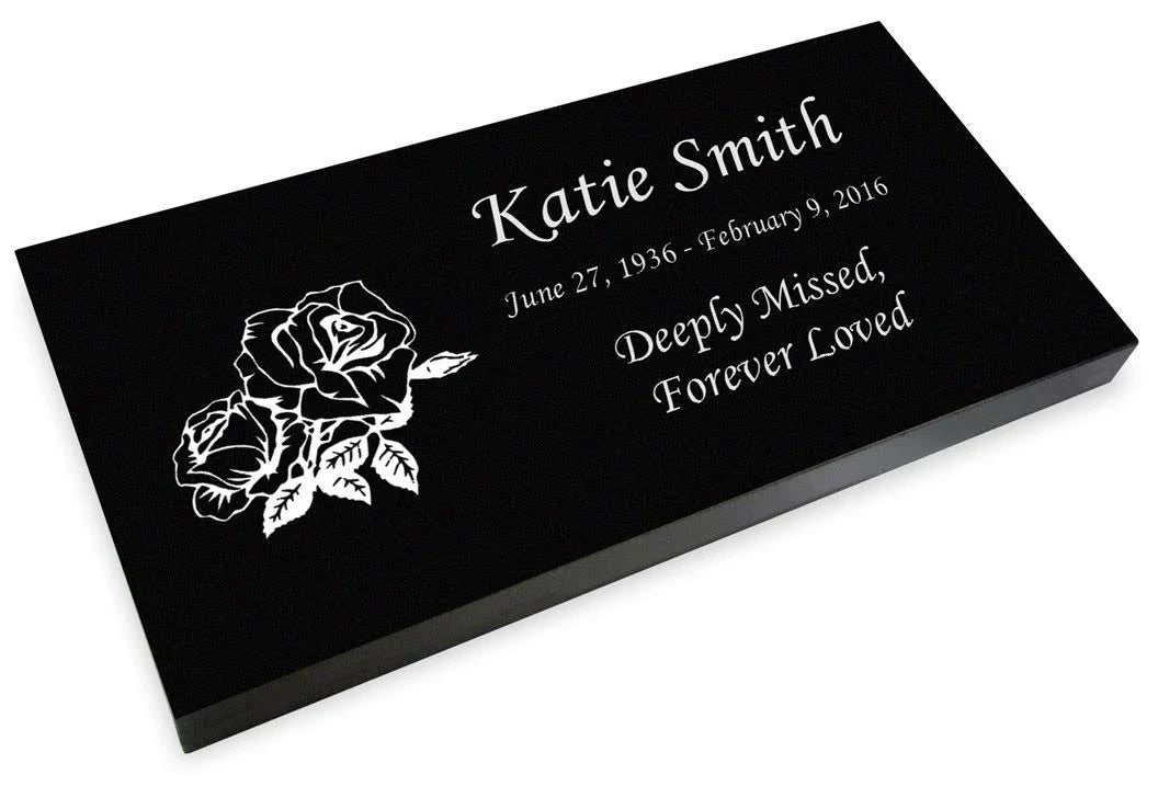 Black Granite Engraved Memorial Headstone E3336