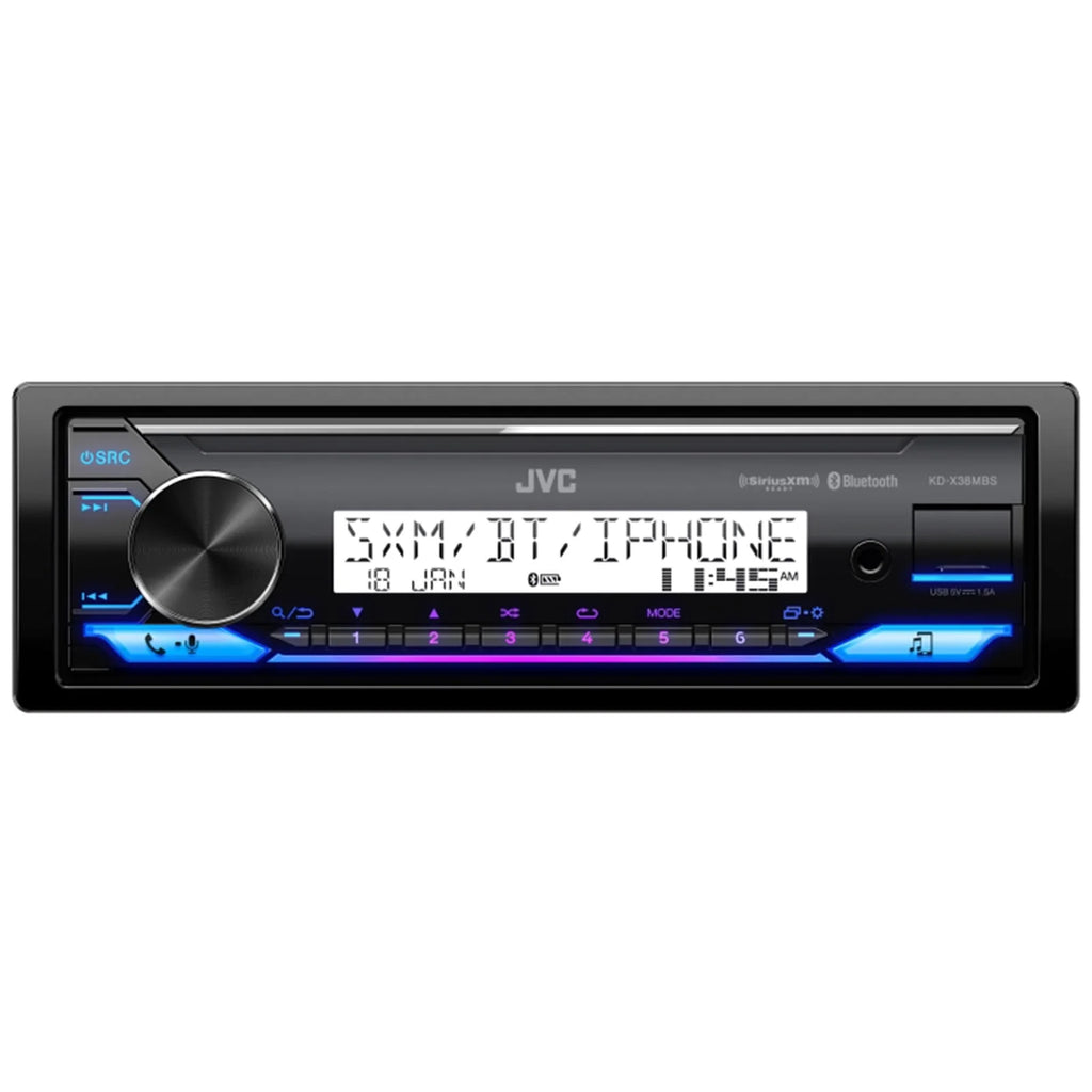 Single DIN Marine Bluetooth USB AUX LED AM/FM Radio Stereo Receiver with Dash Protector and Antenna V6981