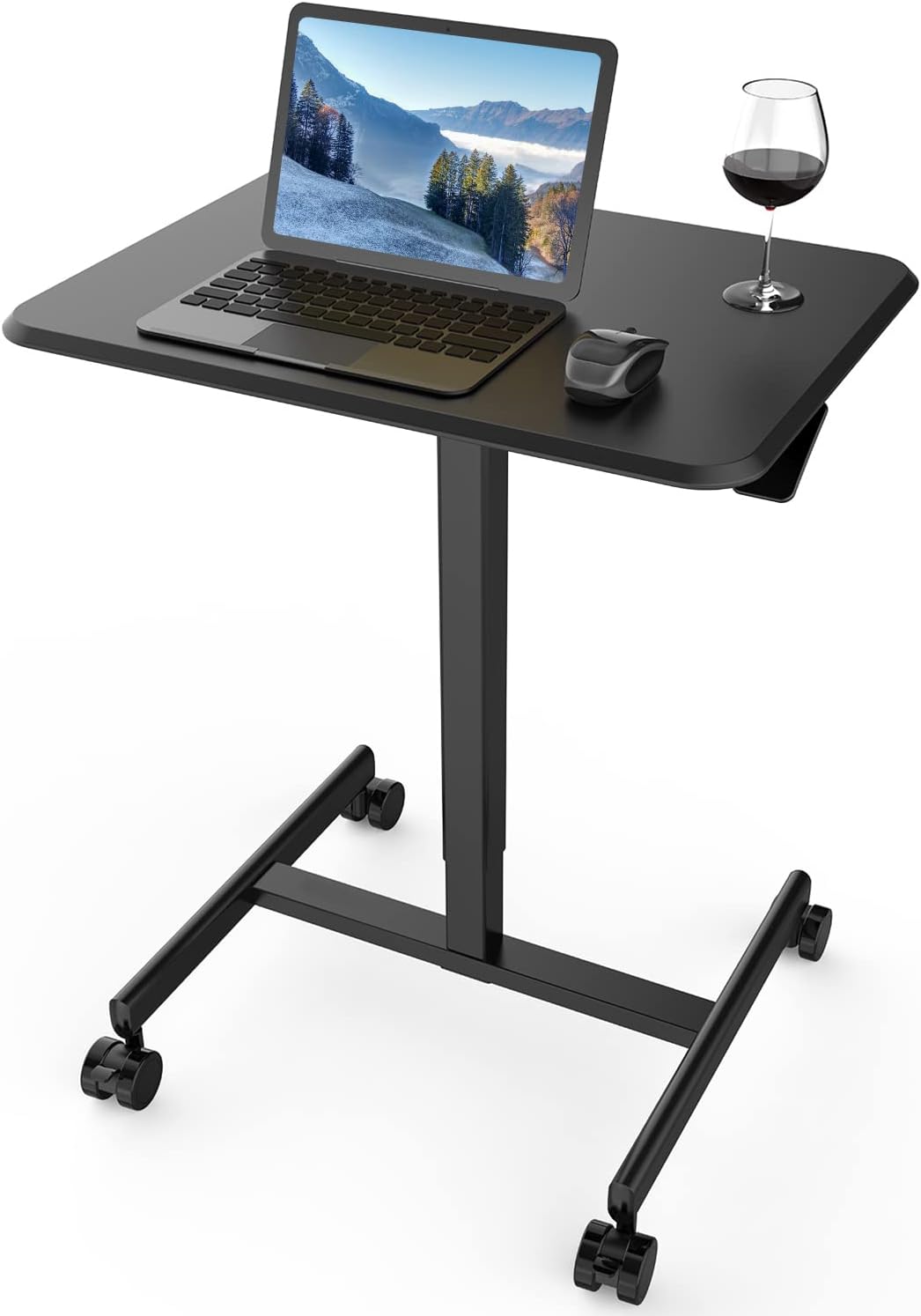 White Adjustable Height Laptop Desk Cart U14642