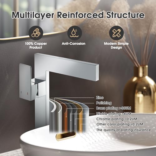 Tall Single Handle 1 Hole Solid Brass Bathroom Sink Faucet W88631