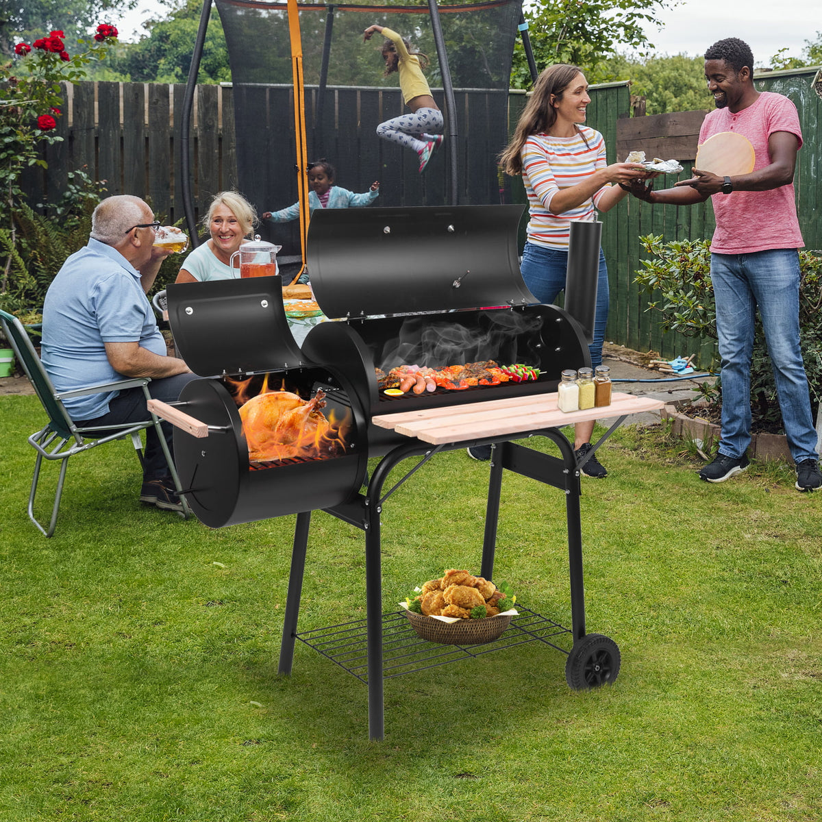 Charcoal Grill Offset Smoker B9888