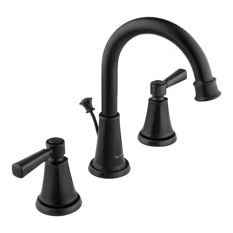 8 in. Widespread Double-Handle High-Arc Matte Black Bathroom Faucet A661