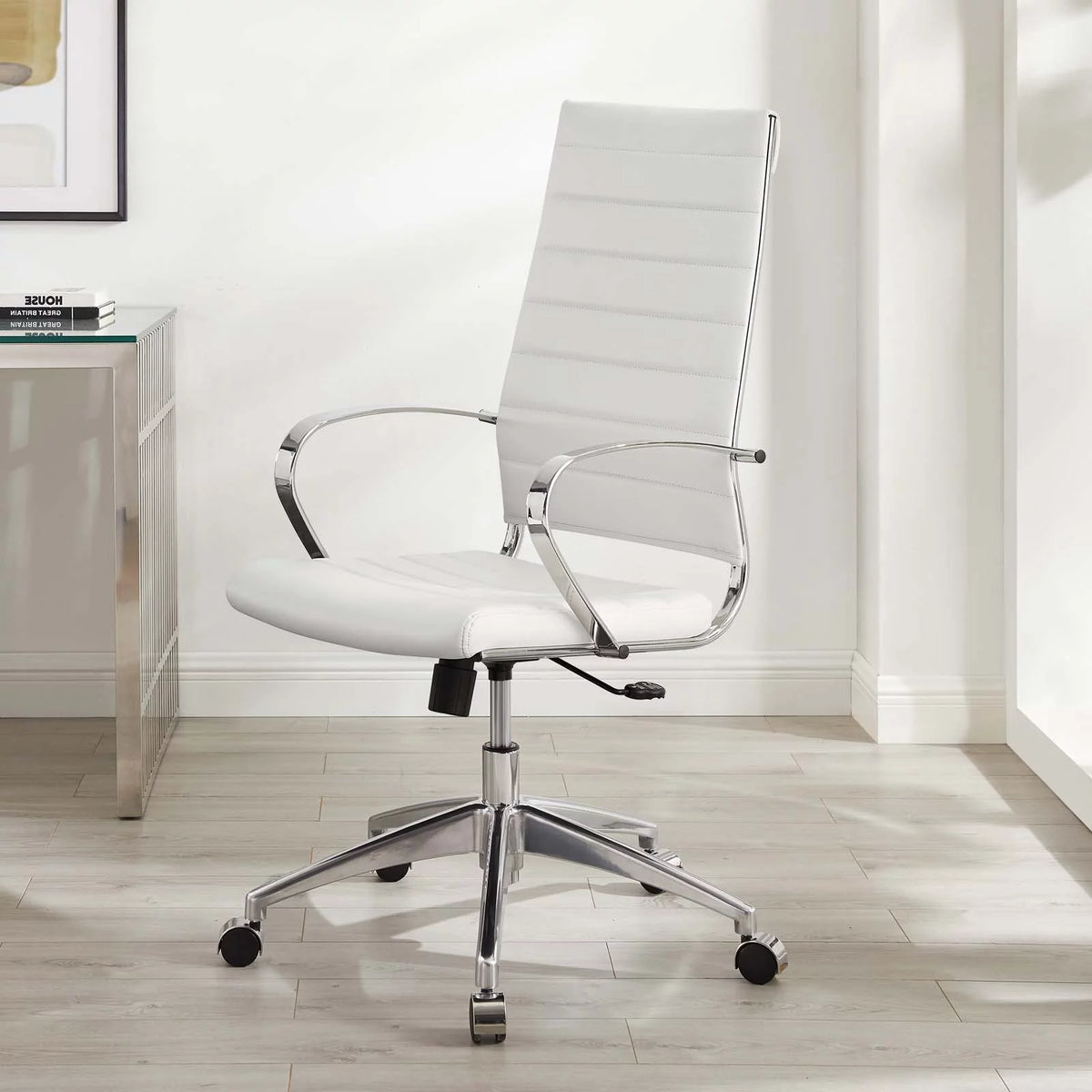 White Faux Leather High Back Chair C594660