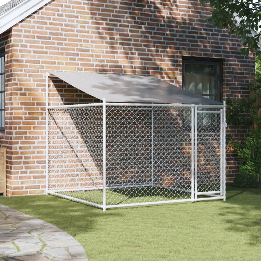 Gray Galvanized Steel Dog Cage 6.6'x6.6'x6.6' H9162