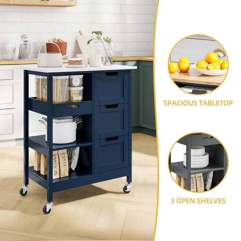 3 Tier Rolling Kitchen Island Cart with Storage W552548
