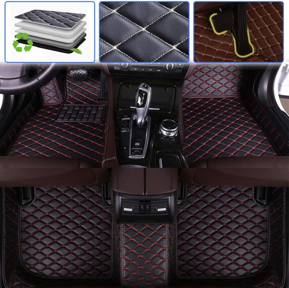 Custom Car Floor Mats Leather Waterproof Anti-Skid Full Coverage Set Black D5371