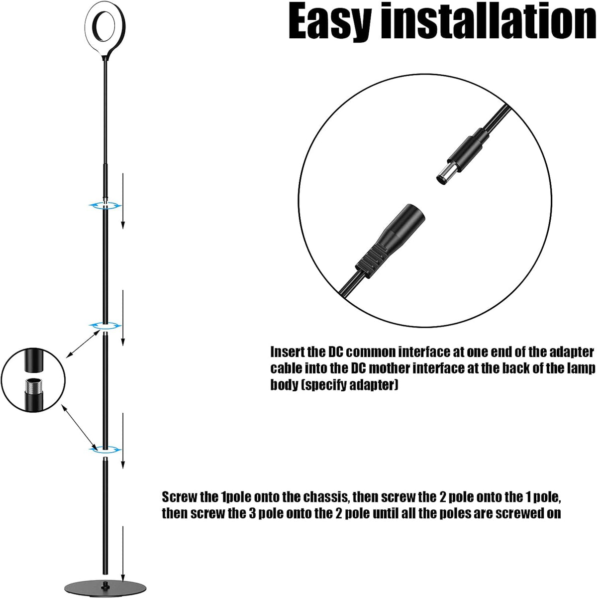 Black Dimmable LED Floor Lamp with Adjustable Gooseneck A606285