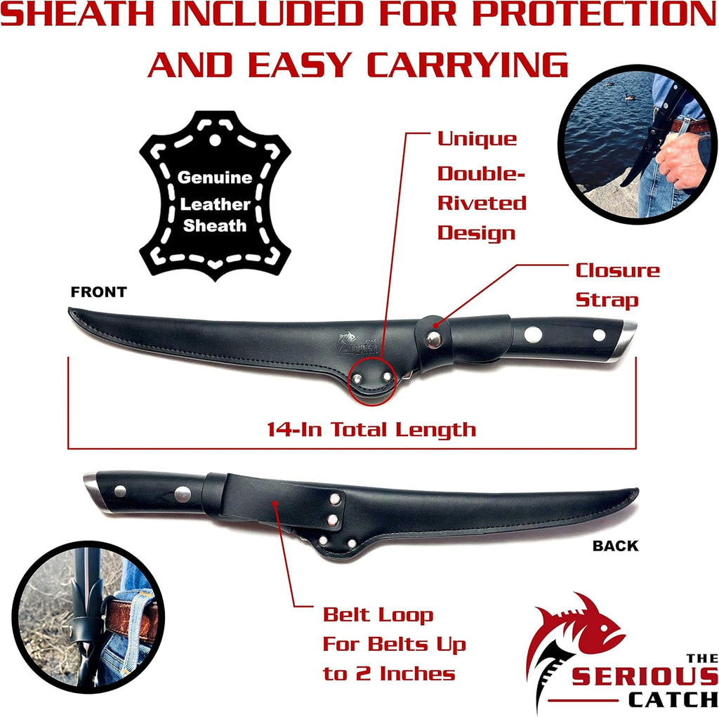 7-In Fish Fillet Knife with Leather Sheath H2761