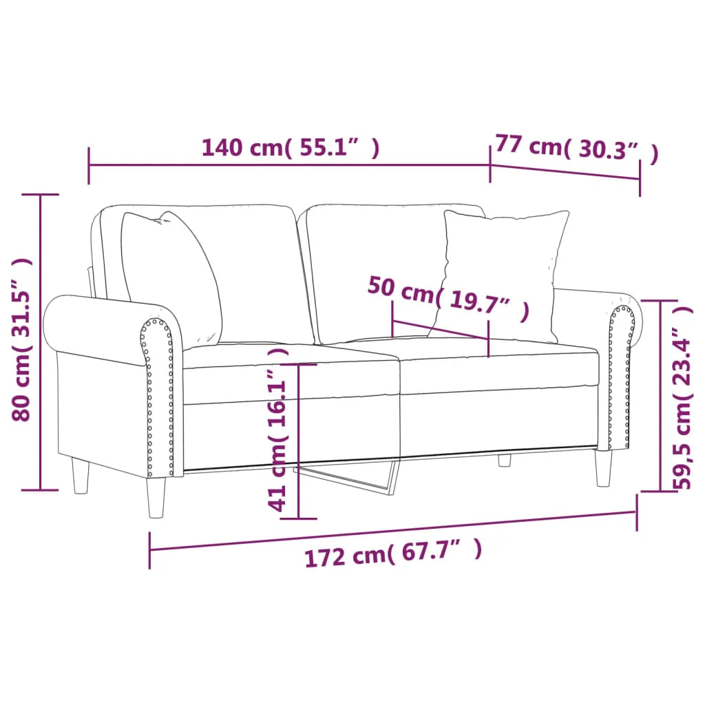 Black 55.1" Faux Leather 2-Seater Sofa M408