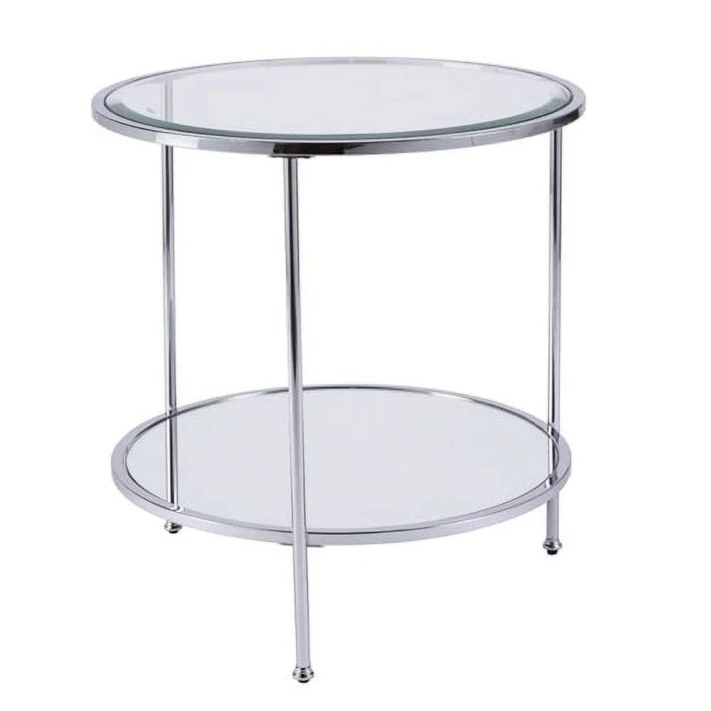 Mirrored Glass Round Coffee Table Set F74842