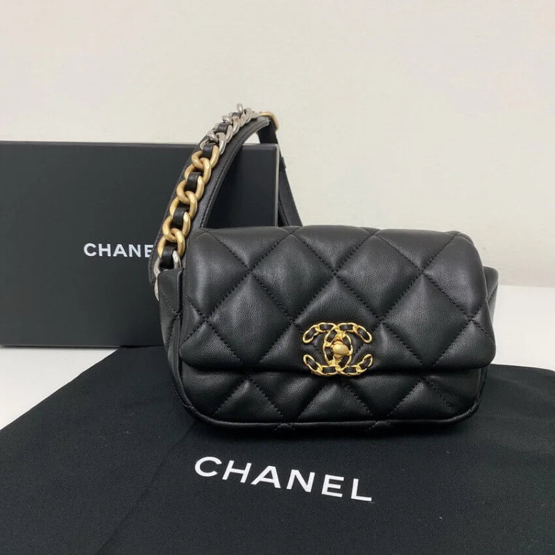 Black Lambskin Quilted Waist Bag X9624