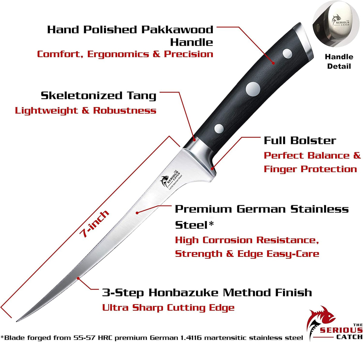 7-In Fish Fillet Knife with Leather Sheath H2761