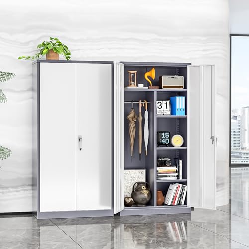 Black Metal Storage Cabinet with Adjustable Shelves W421858