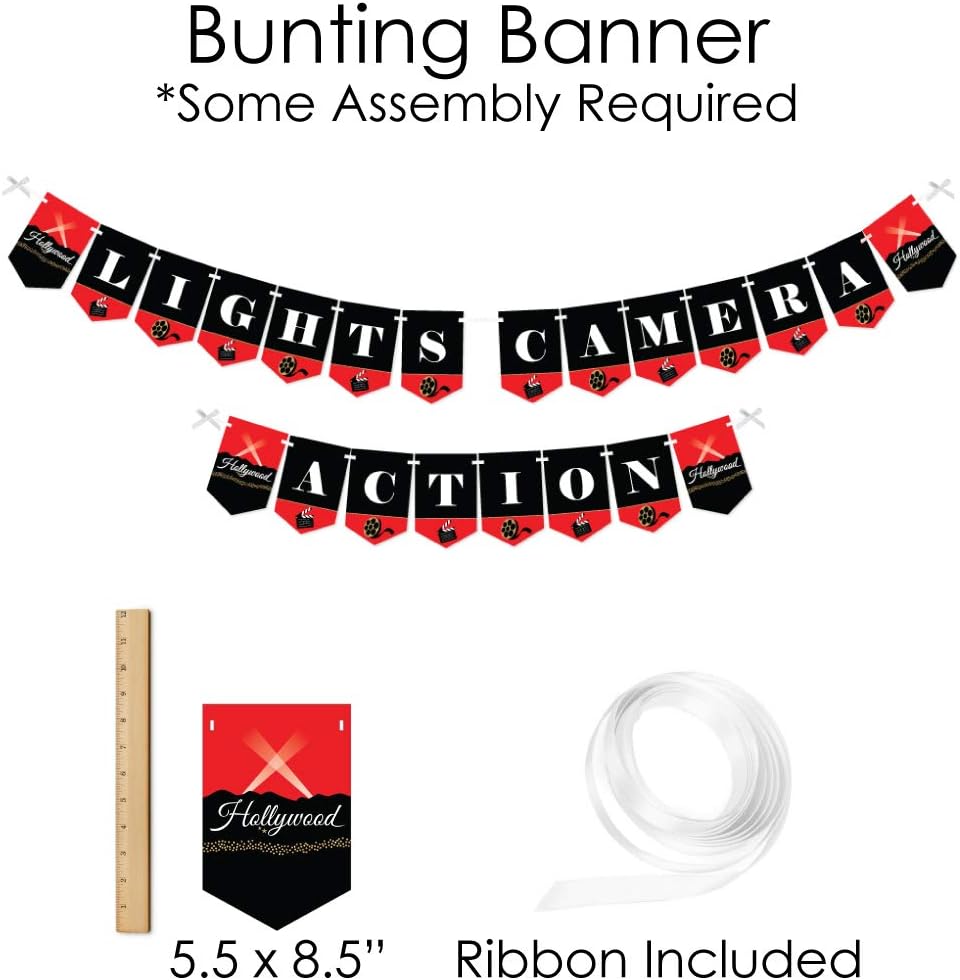Red Carpet Hollywood Banner and Photo Booth Decorations Party Supplies Kit C94822