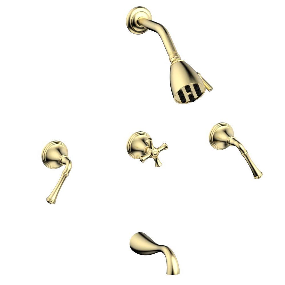 Three Handle Tub and Shower Set in Old English Brass X150