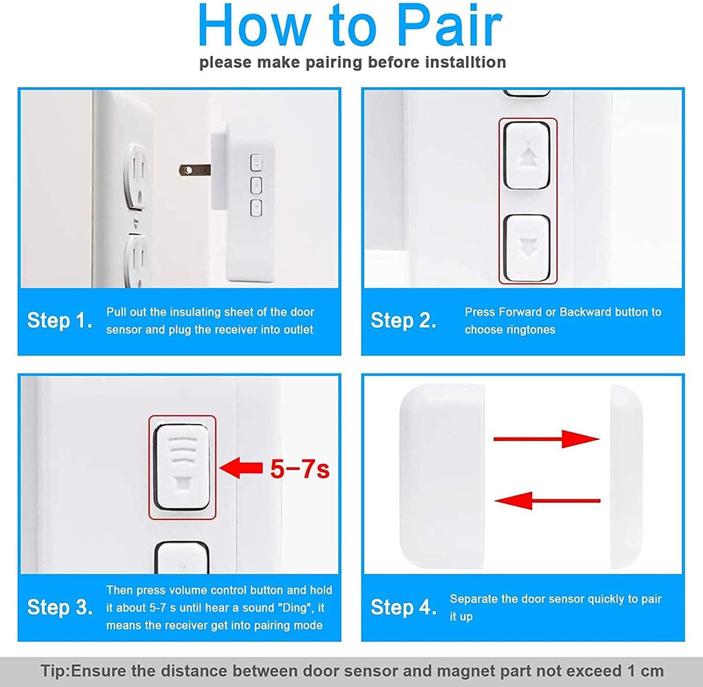 White Pack of 2 Wireless Door Chime with 55 Melodies, 5 Alarms, 1000 ft Range J93635