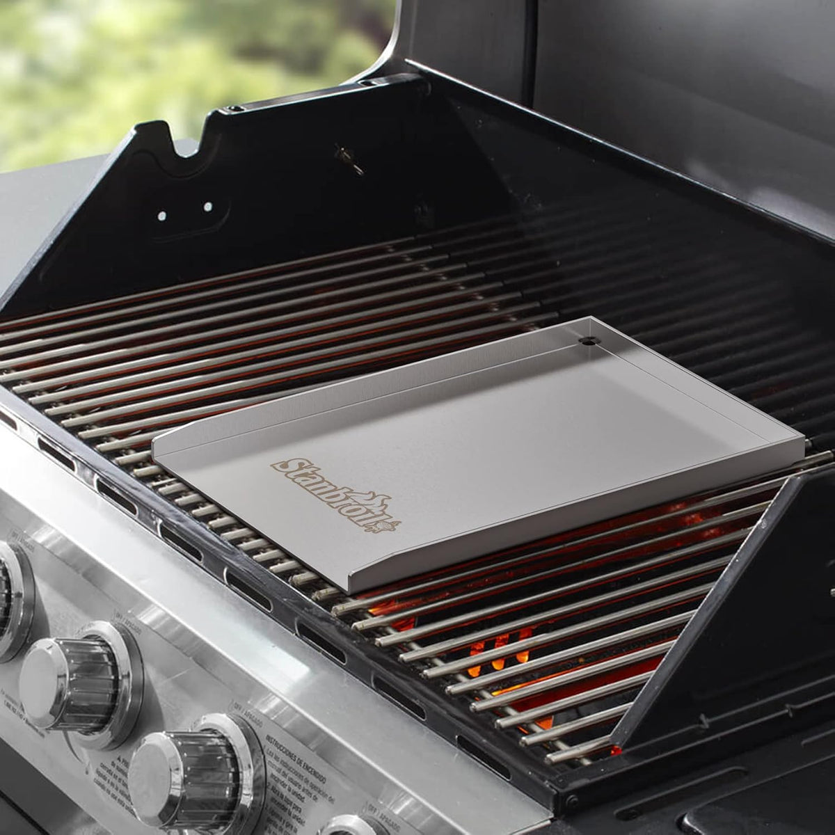 Stainless Steel Gas Grill Griddle Pan Pack of 2 Q4934