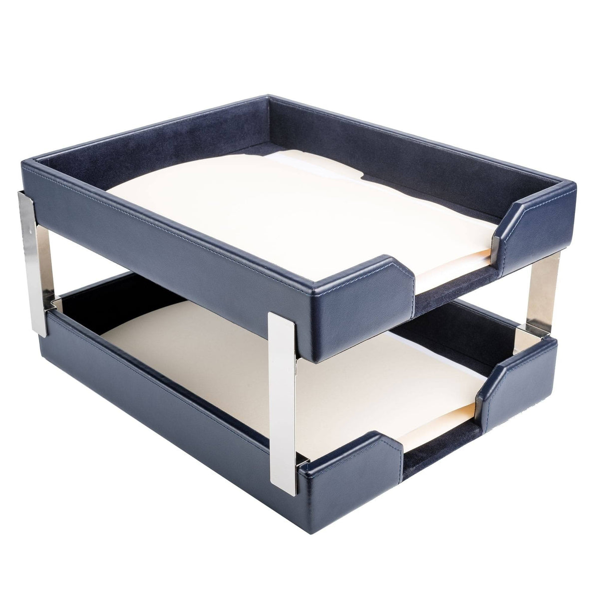 Navy Blue Bonded Leather Letter Trays Z135897