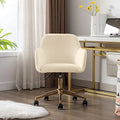 Velvet Desk Chair with Woven Backrest and Gold Base I6138