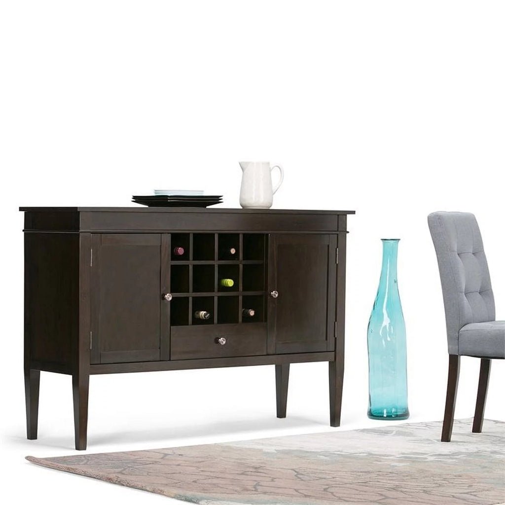 Brown Wood Sideboard Buffet Credenza and Wine Rack A282336