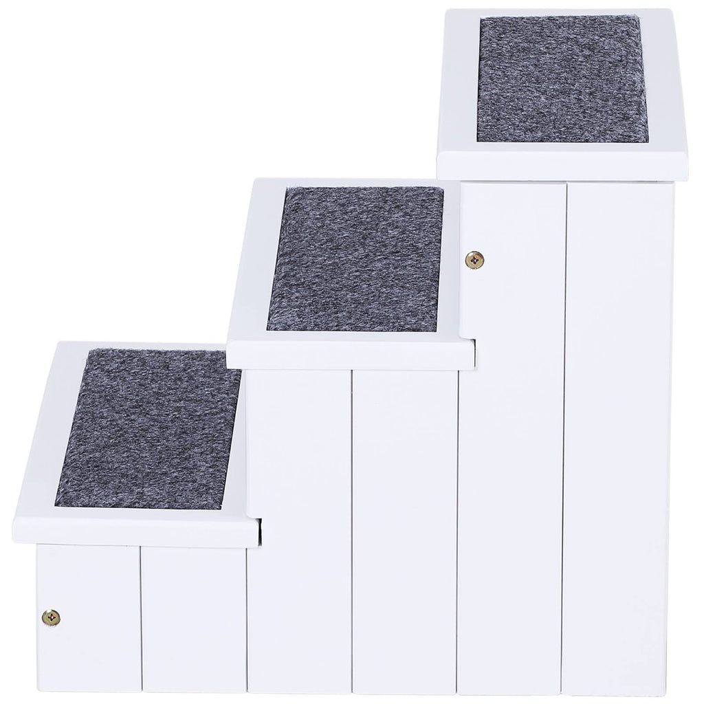 White 3 Step Wooden Non Slip Pet Stairs N14064