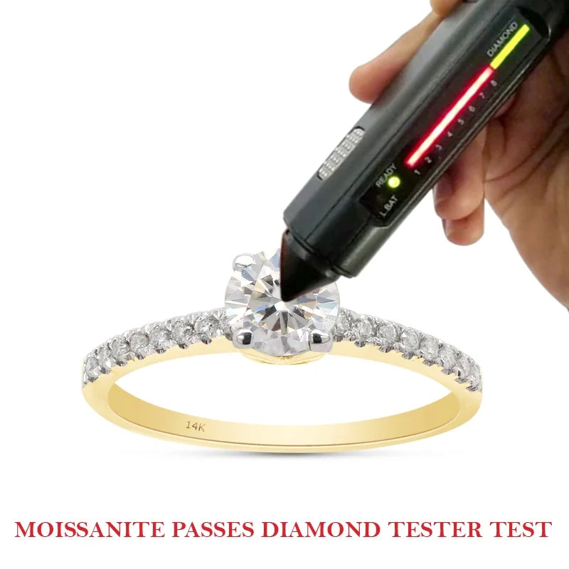 14K Solid Yellow Gold Solitaire Engagement Ring with 1/2 ct. t.w Round Cut Lab Created Moissanite C2117
