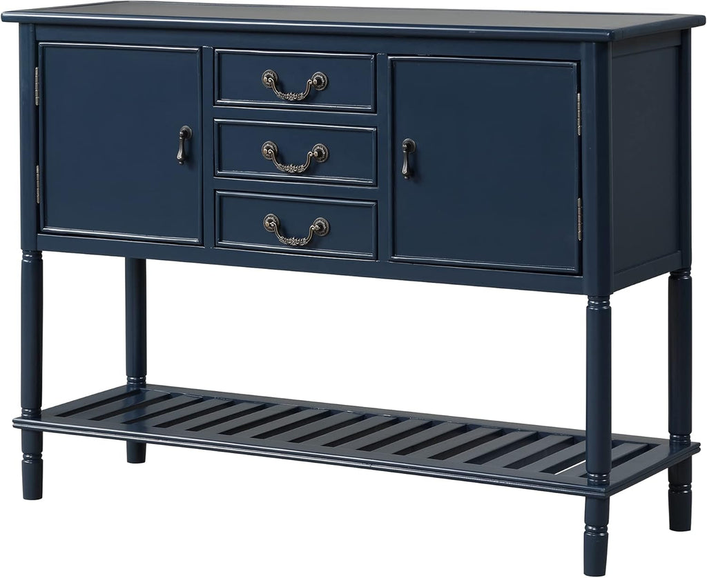 Solid Wood Console Table with 3 Drawers, 2 Cabinet and 1 Shelf W15390
