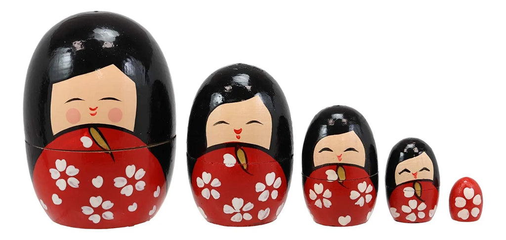 5 Piece Wooden Stacking Matryoshka Nesting Dolls Toy Y94221