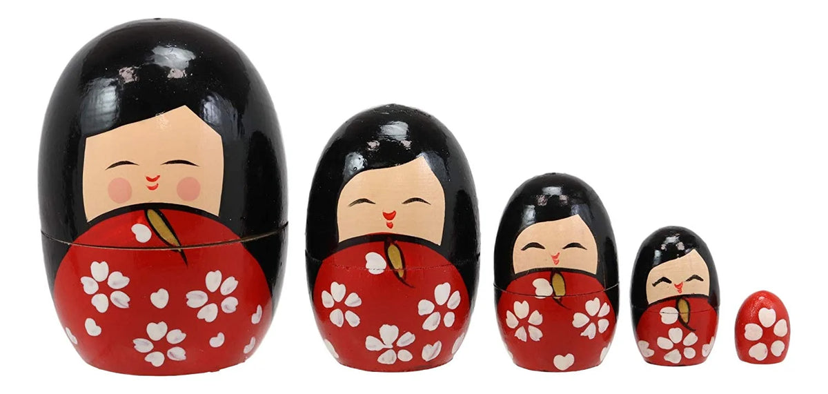 5 Piece Wooden Stacking Matryoshka Nesting Dolls Toy Y94221