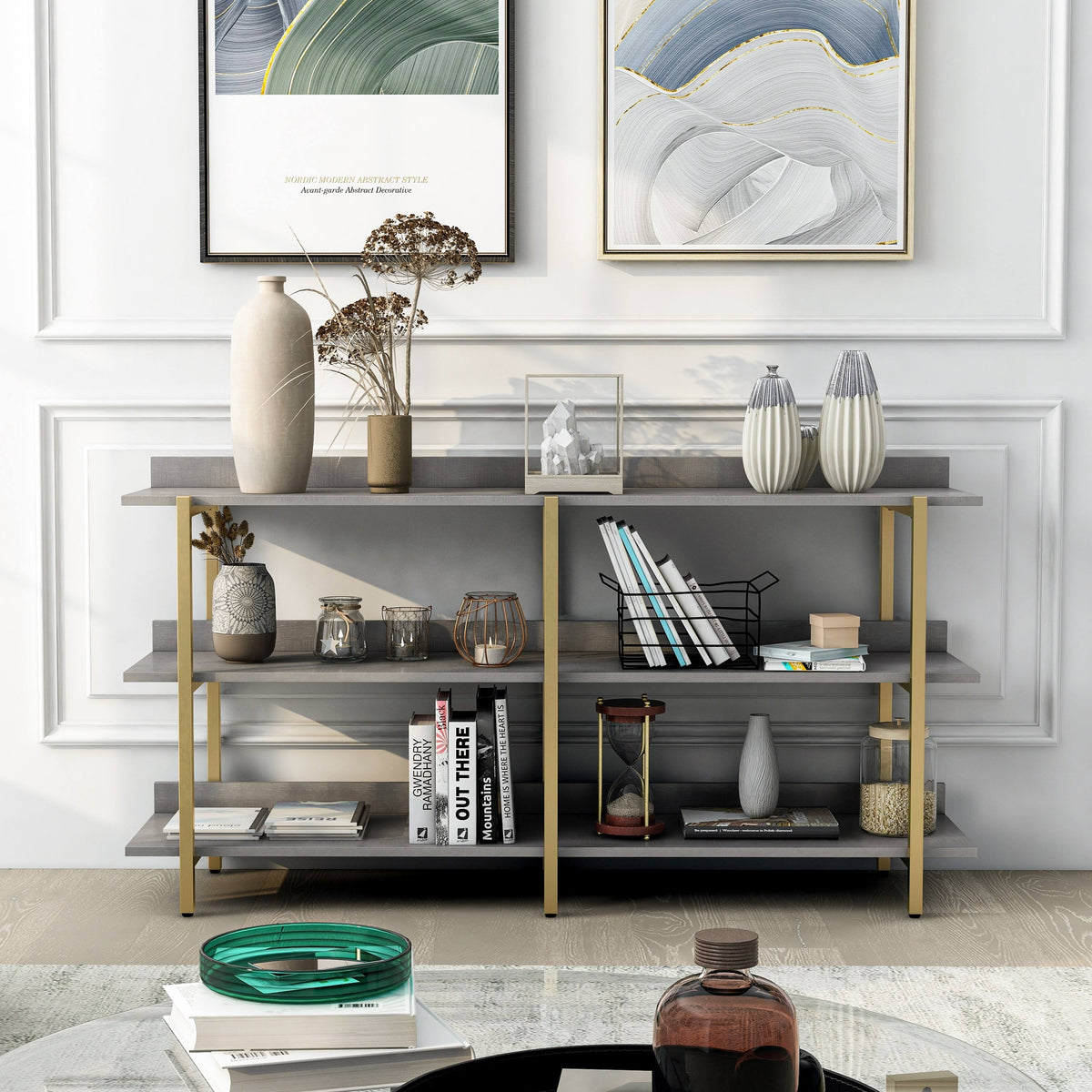 Gold Metal Wide Display Shelf H401