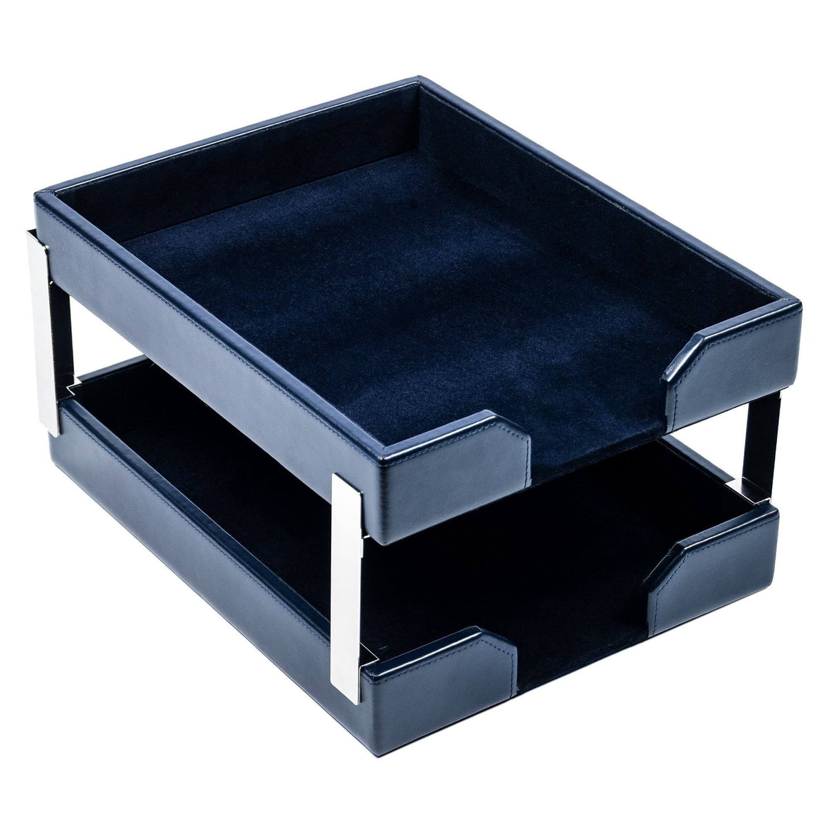 Navy Blue Bonded Leather Letter Trays Z135897