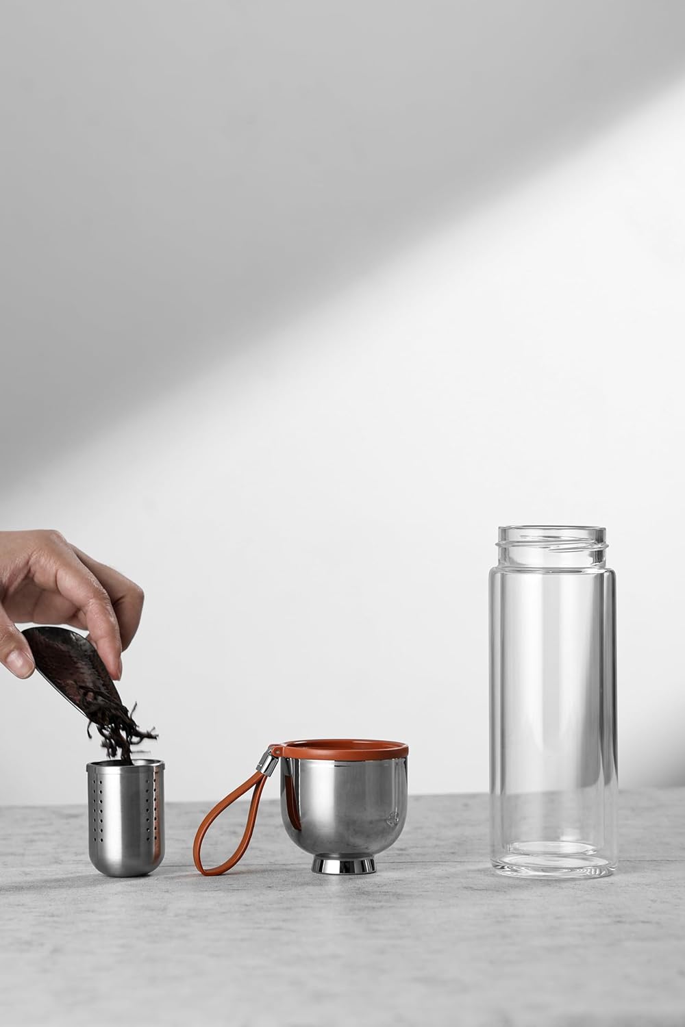 Double Wall Borosilicate Glass Tea Infuser Bottle Y48432