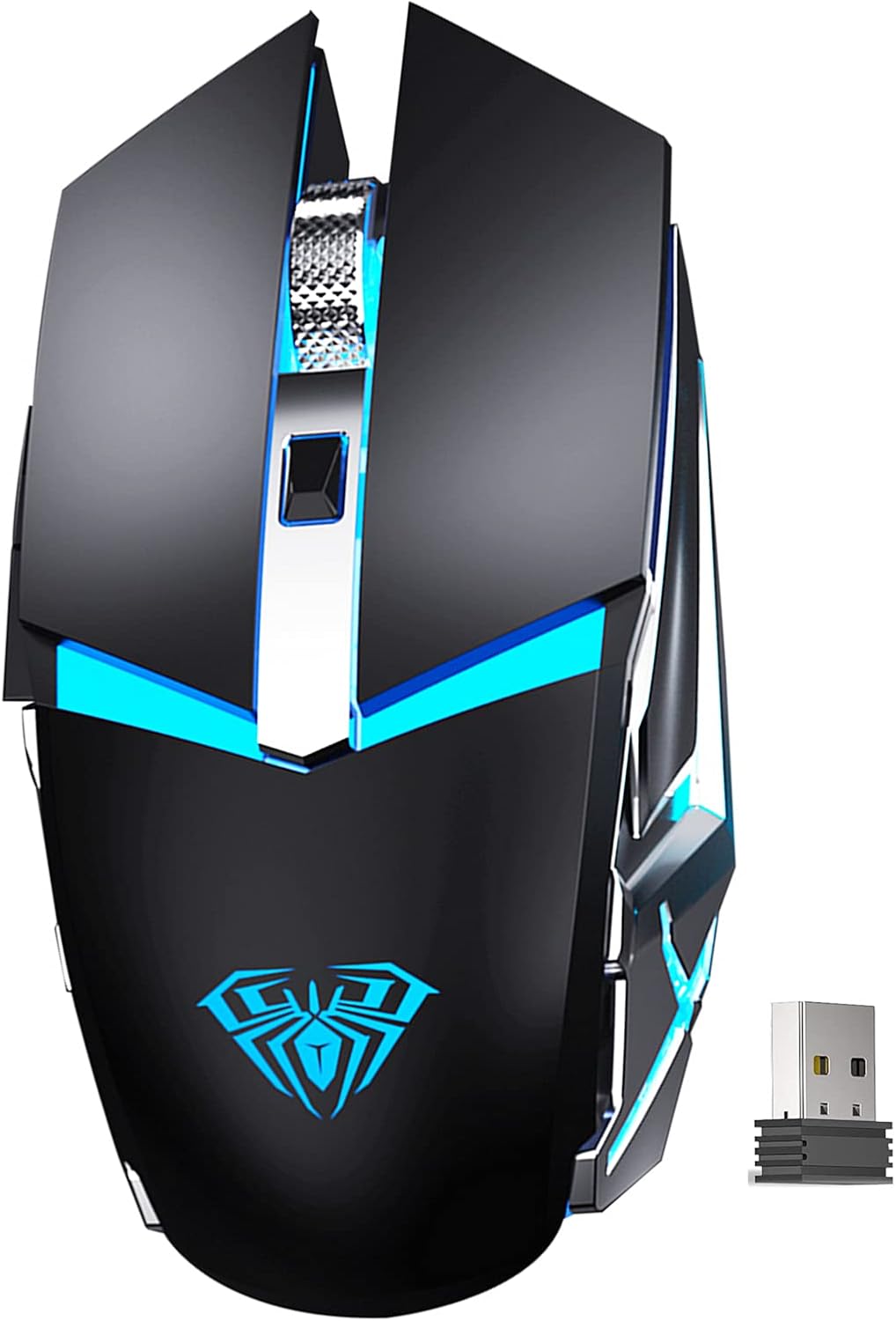 LED Wireless Gaming Mouse, 2.4G Rechargeable Ergonomic Optical, Black Pack of 2 A391540