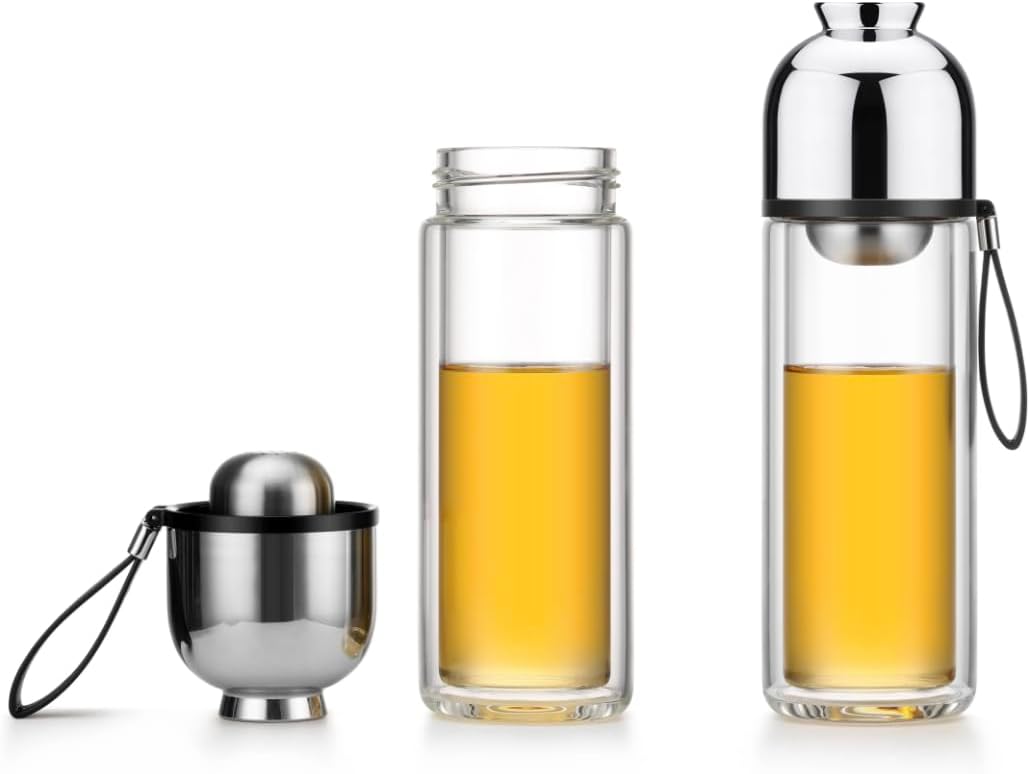 Double Wall Borosilicate Glass Tea Infuser Bottle Y48432