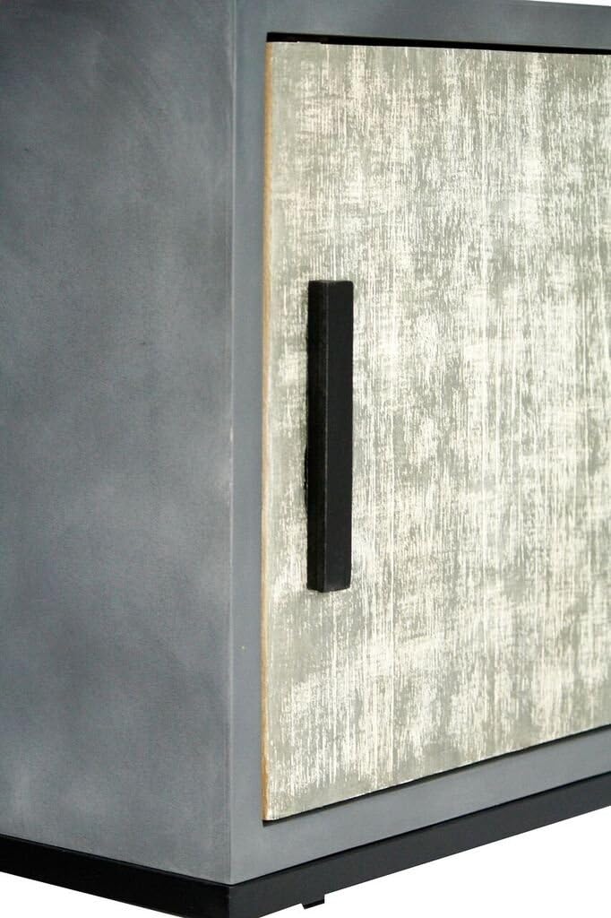 Grey and White Wash Wooden 2 Drawer 1 Door Sideboard Cabinet R147105