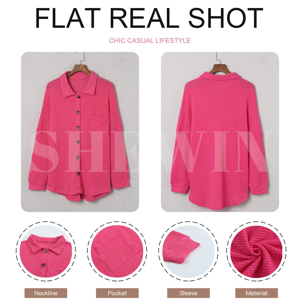 Pink Oversized Waffle Knit Shacket A794443