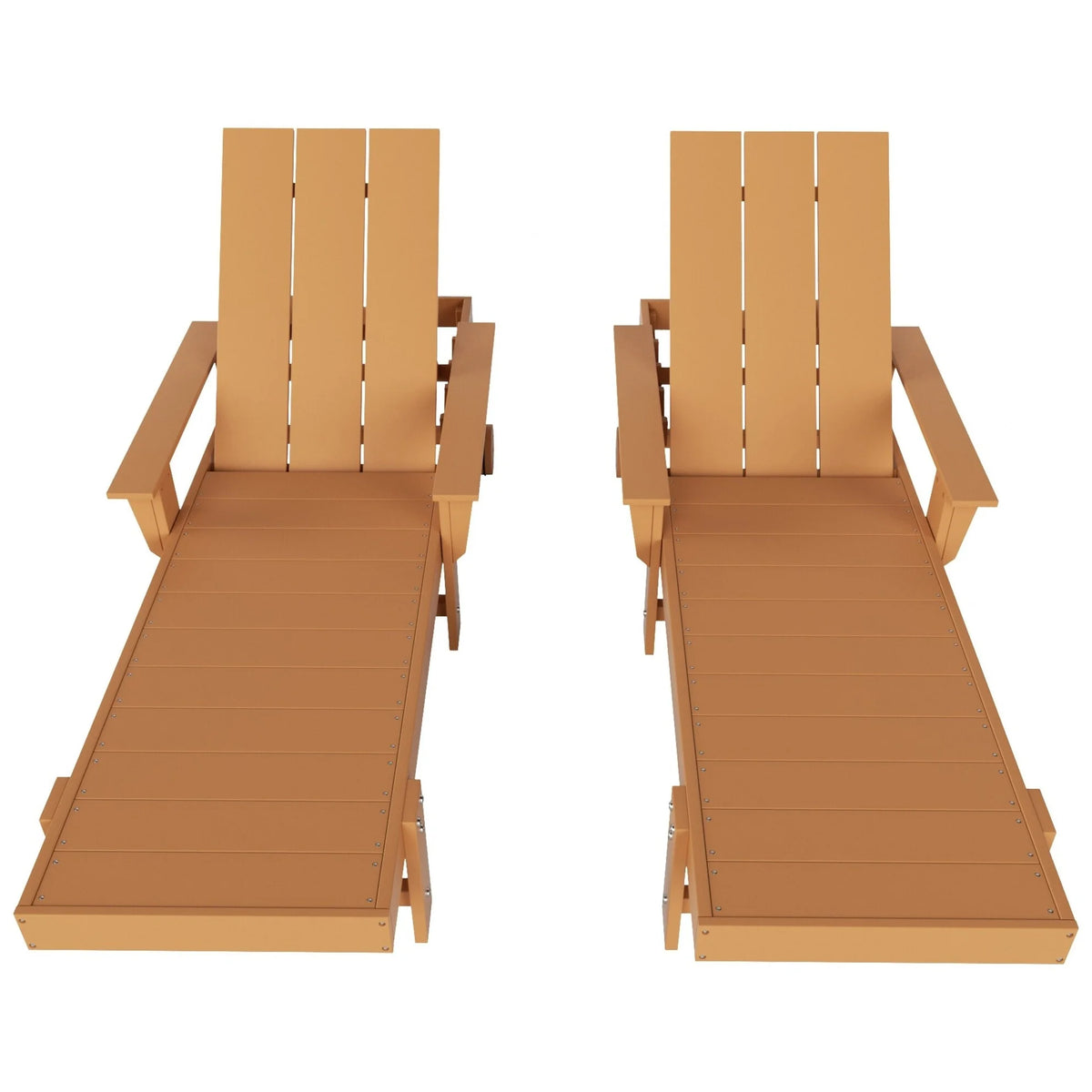 Teak All Weather Poly Chaise Lounge with Arms & Wheels Set Of 2 M818532