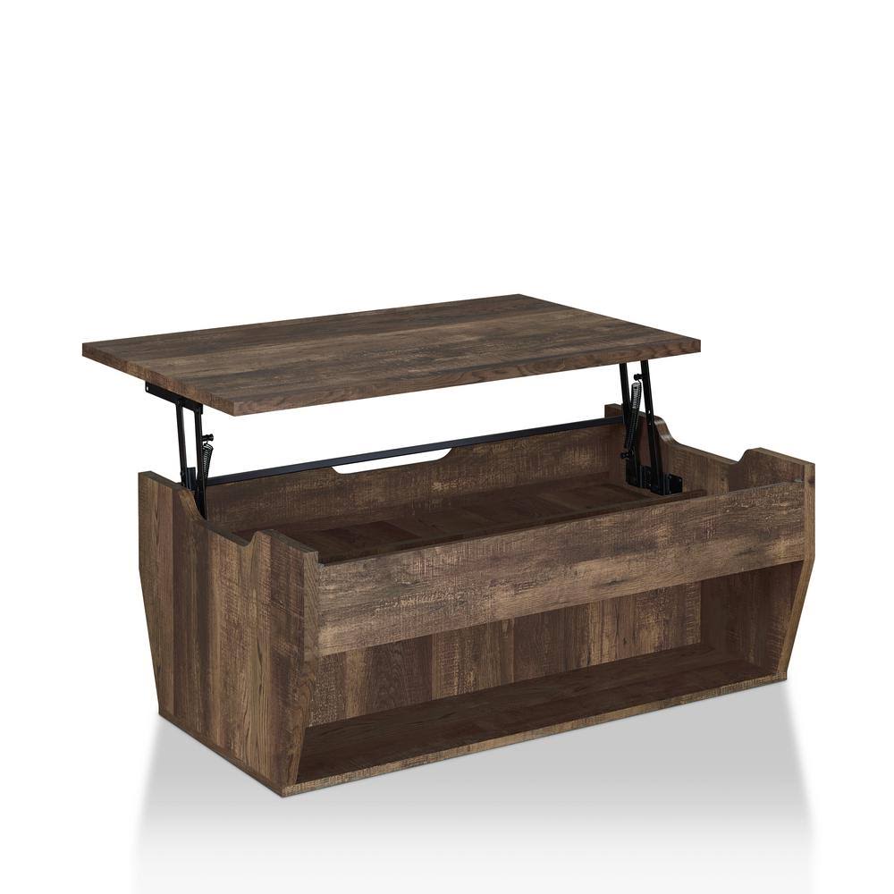 Reclaimed Oak Rectangle Wood Coffee Table with Lift Top Y484435