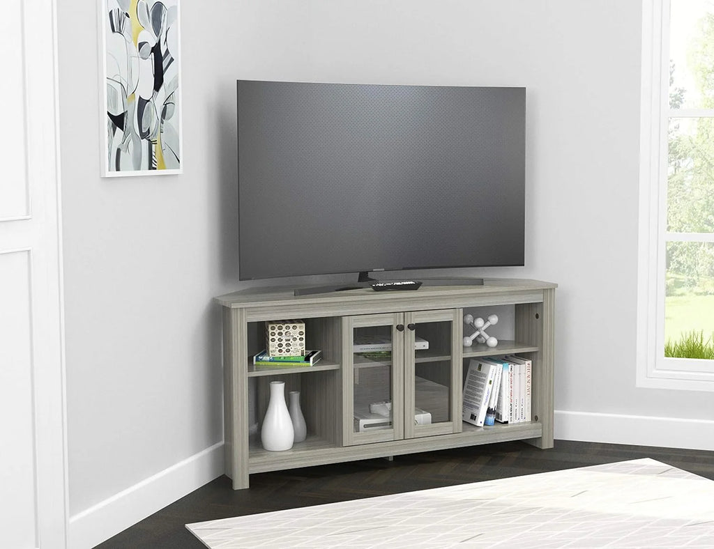 Oak Corner TV Stand with Glass Doors F682428