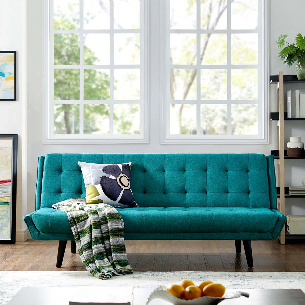 Teal Tufted Convertible Fabric Sofa Bed Z5273