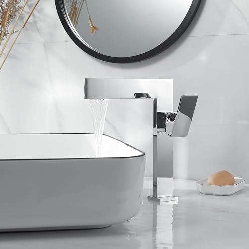 Tall Single Handle 1 Hole Solid Brass Bathroom Sink Faucet W88631
