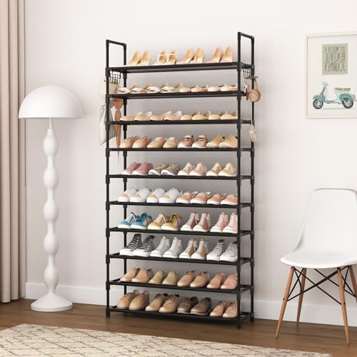 10 Tiers 50 Pairs Black Metal Shoe Rack M57903