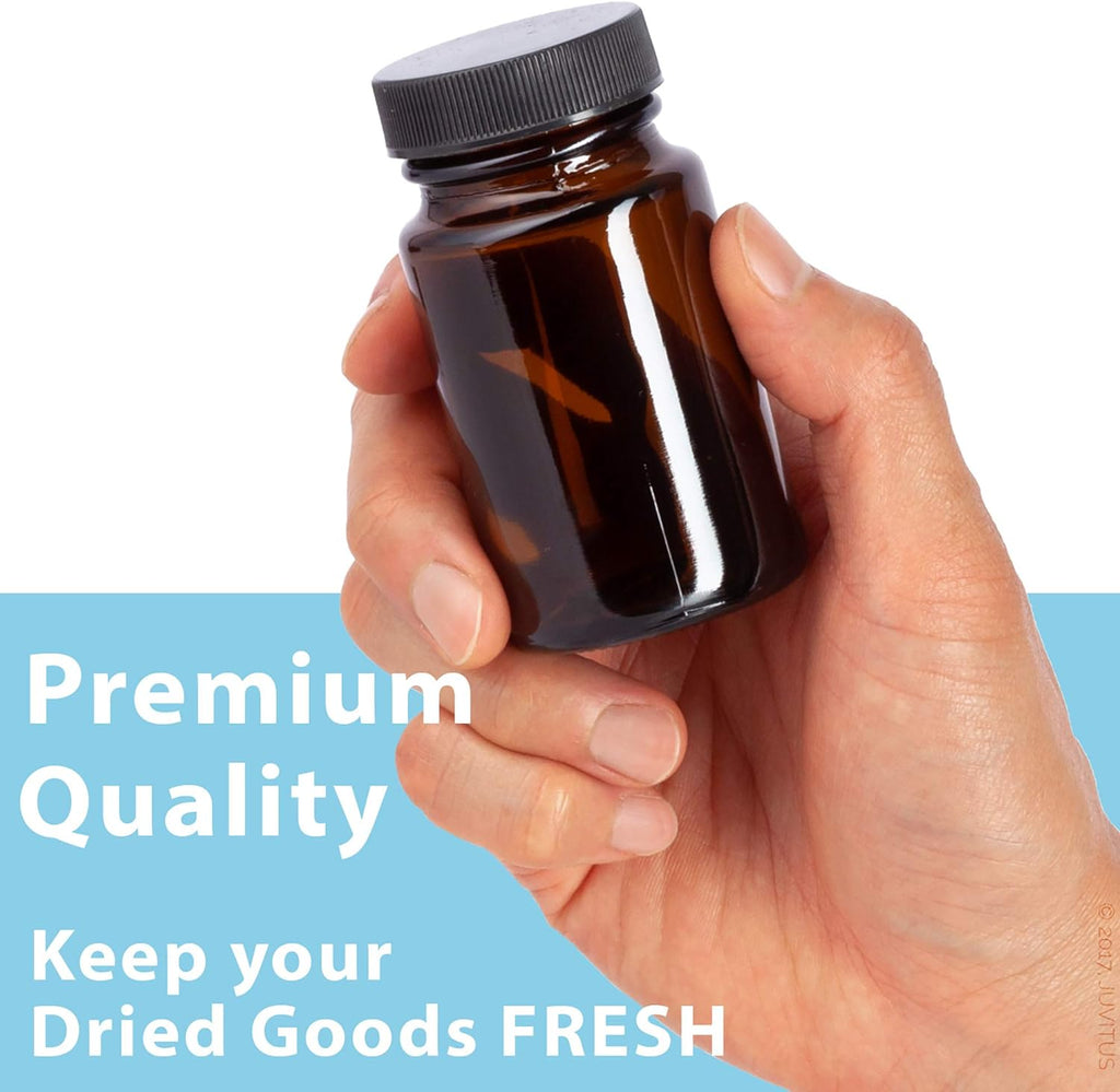 Amber Glass Packer Bottle With Black Ribbed Lid (24 Pack) T4262