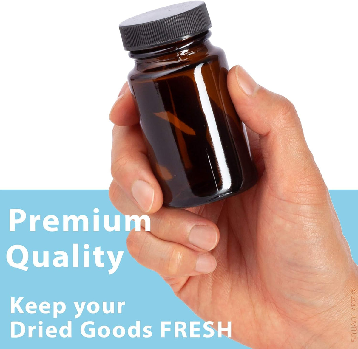 Amber Glass Packer Bottle With Black Ribbed Lid (24 Pack) T4262