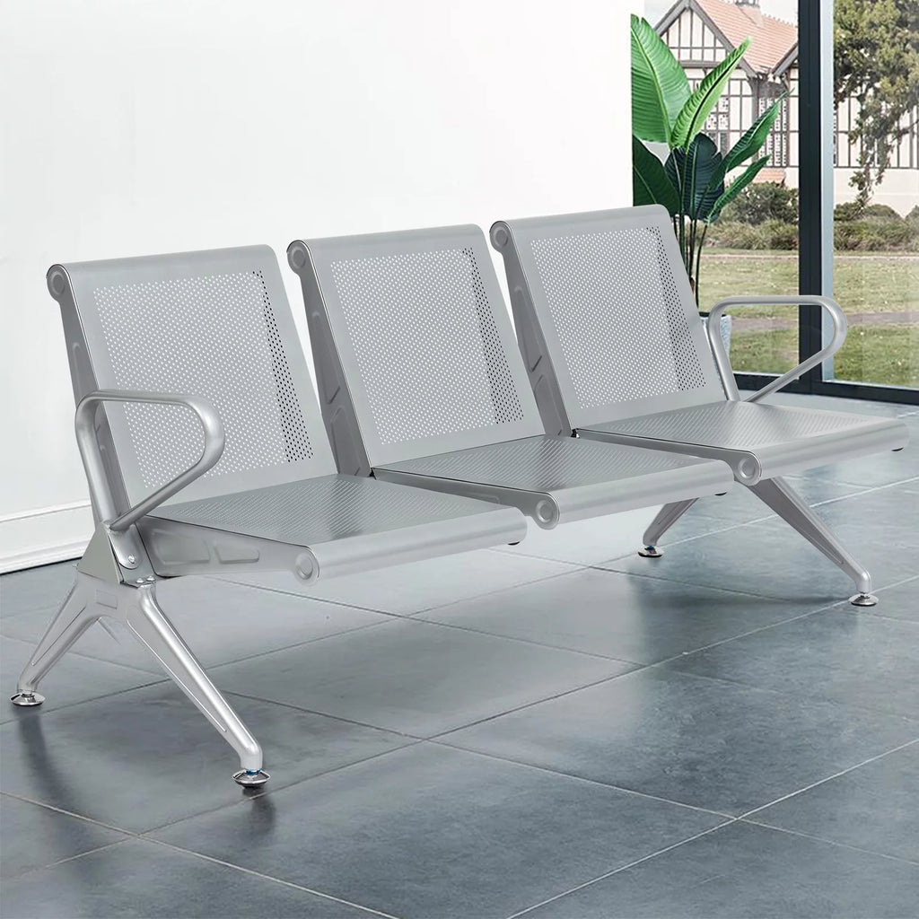 3-Seat Office Guest Waiting Chair Bench with Steel Frame U56244